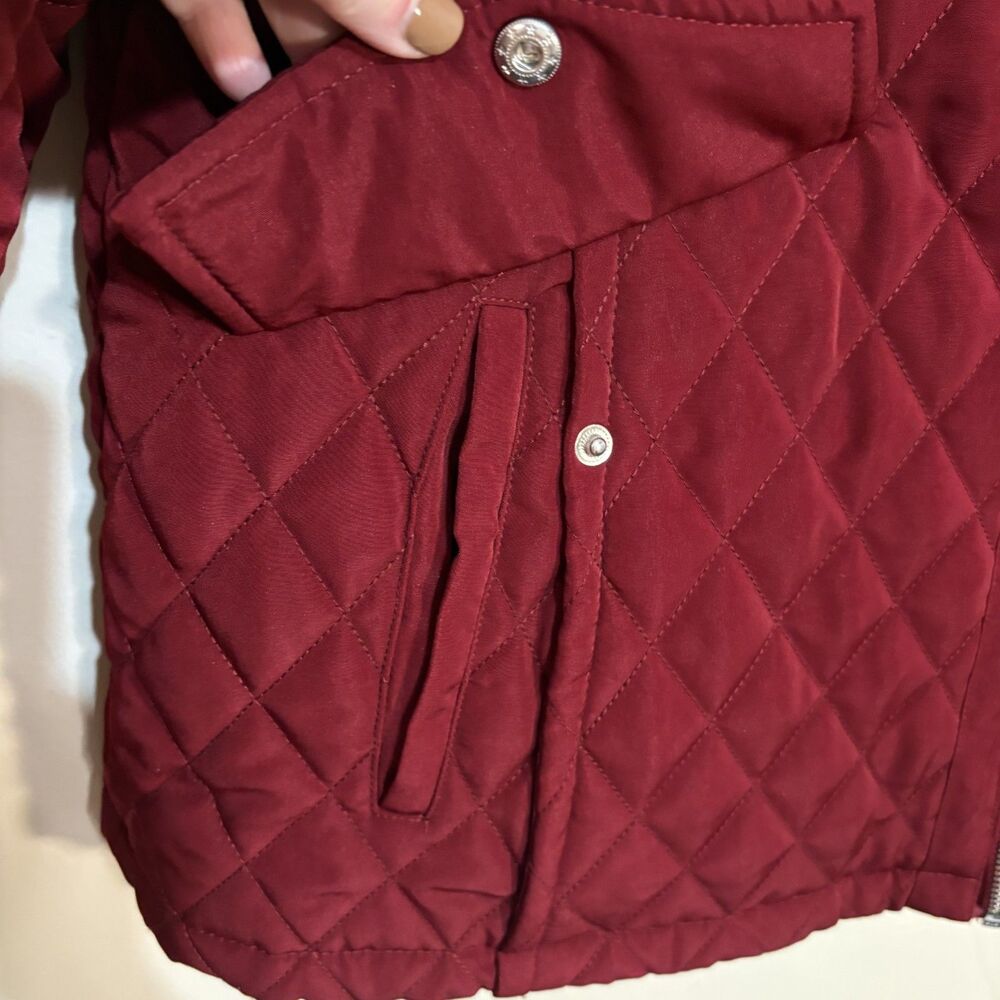 London Fog Women's Quilted All Weather Quilted Jacket Burgandy XL - No Hood - Picture 5 of 9